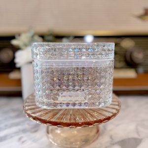 ✨NEW🪩Target Bullseye Playground 2024 Iridescent Clear Glass Trinket Box💎